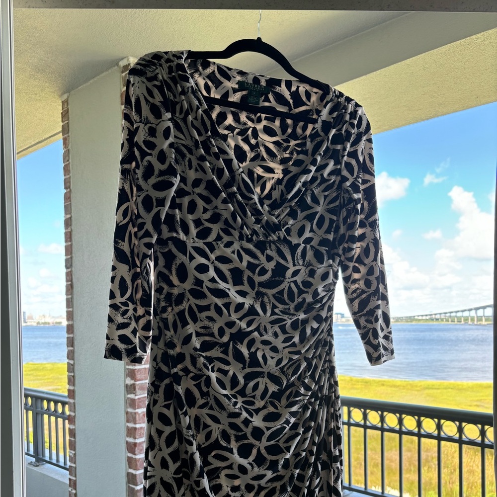 Ralph Lauren LAUREN ruched side slit dress